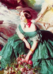 Empress Eugenie and Her Ladies in Waiting, detail of the Marquise of Montebello, 1855